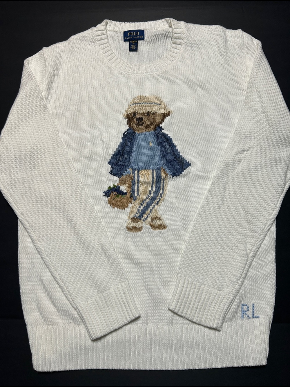 Polo Ralph  Lauren Girls' Bear Cotton Sweater - XL (18-20) Excellent condition